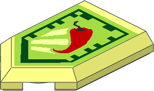 Tile  3 x  2 with Angled End with Nexo Power Shield Pattern - Paprika Bolt