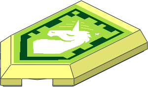 Tile  3 x  2 with Angled End with Nexo Power Shield Pattern - Unicorn Might