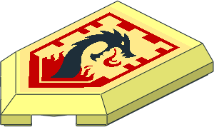 Tile  3 x  2 with Angled End with Nexo Power Shield Pattern - Lava Dragon