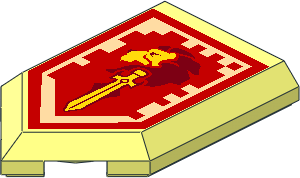 Tile  3 x  2 with Angled End with Nexo Power Shield Pattern - Blade of Bravery