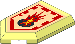 Tile  3 x  2 with Angled End with Nexo Power Shield Pattern - Magma Burst