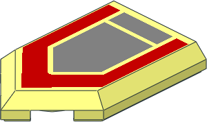 Tile  3 x  2 with Angled End with Silver Shield and Red Border Pattern