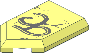 Tile  3 x  2 with Angled End with Dark Bluish Grey "TC" and Cracks Pattern