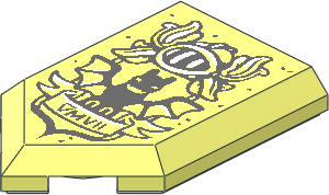 Tile  3 x  2 with Angled End with Dark Bluish Grey "VMVII", Bat and Helmet Pattern