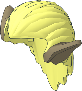 Minifig Hair Orc with Dark Tan Ears Pattern