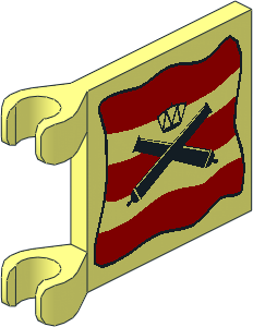 Flag  2 x  2 with Crossed Cannons over Red Stripes, Black Outline Pattern