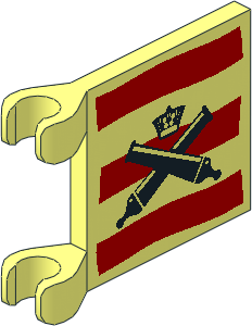 Flag  2 x  2 with Crossed Cannons and Crown over Red Stripes Pattern