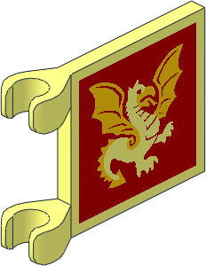 Flag  2 x  2 with Red Square and Yellowed Winged Dragon Pattern