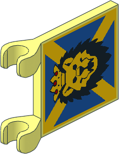 Flag  2 x  2 with Lion Head on Blue and Yellow Diagonal Stripes Background Pattern