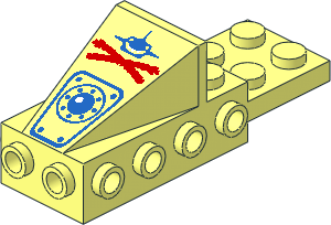 Wedge  2 x  3 with Brick  2 x  4 Side Studs and Plate  2 x  2 with Aquashark Pattern