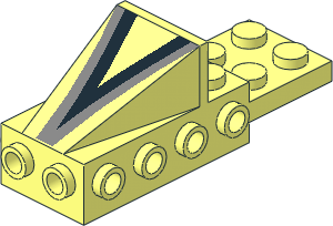 Wedge  2 x  3 with Brick  2 x  4 Side Studs and Plate  2 x  2 with Black/Silver "V" Pattern