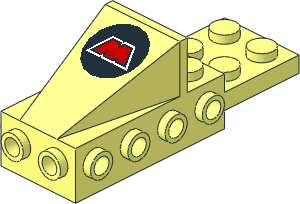 Wedge  2 x  3 with Brick  2 x  4 Side Studs and Plate  2 x  2 with MTron Logo Pattern