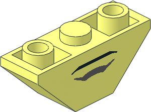 Slope Brick 45  3 x  1 Inverted Double without Inner Stopper Rings with Black and Dark Bluish Grey Lines Pattern