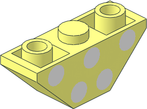 Slope Brick 45  3 x  1 Inverted Double without Inner Stopper Rings with  5 White Dots Pattern