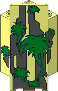 Panel Wall  3 x  3 x  6 Corner with Green Vines and Dark Grey Rocks Pattern