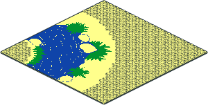 Baseplate 32 x 32 Road 7-Stud Curve with River Pattern