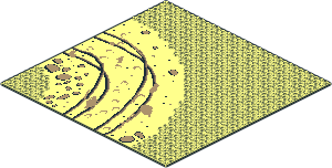 Baseplate 32 x 32 Road 7-Stud Curve with Rocks and Ruts Pattern