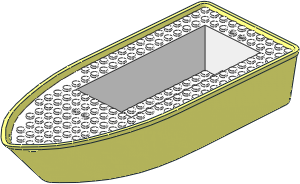 Boat Hull Floating 25 x 10 with White Deck