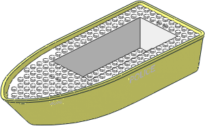 Boat Hull Floating 25 x 10 with White Deck, "Police" and "4010" Stickers