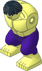 Bigfig Hulk Body with Dark Purple Trousers, Black Hair and Angry Face Pattern