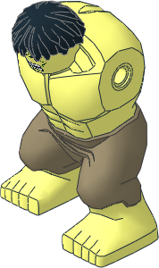 Bigfig Hulk Body with Dark Tan Trousers, Black Hair and Angry Face Pattern