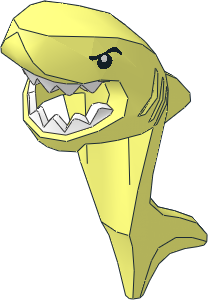 Minifig Headdress Shark with Tail and Fin with Black Eye and White Teeth Pattern