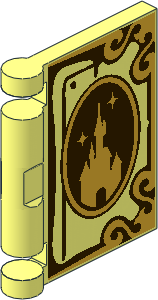 Minifig Book Cover with Disney Castle and Gold Trim Pattern