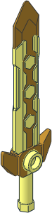 Minifig Sword with Hexagonal Decorations with Pearl Gold Pattern