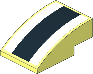 Slope Brick Curved  3 x  2 with Black Stripe on White Background Sticker