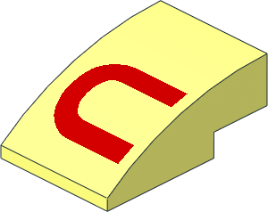 Slope Brick Curved  3 x  2 with Red "U" Pattern