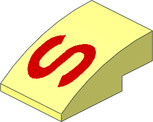 Slope Brick Curved  3 x  2 with Red "S" Pattern