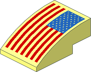 Slope Brick Curved  3 x  2 with United States Flag Pattern