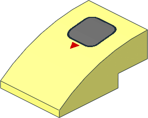 Slope Brick Curved  3 x  2 with Dark Bluish Grey Rounded Square and Red Triangle Pattern