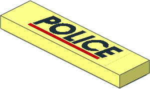 Tile  1 x  4 with Black "POLICE" and Red Line Sticker