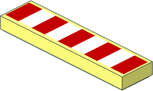 Tile  1 x  4 with  5 Red Rectangles on White Background Sticker