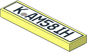 Tile  1 x  4 with German Front License Plate "K AM58IH" Sticker