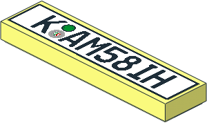 Tile  1 x  4 with German Rear License Plate "K AM58IH" Sticker