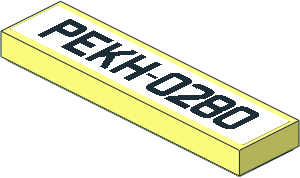 Tile  1 x  4 with White License Plate "PEKH-0280" Sticker