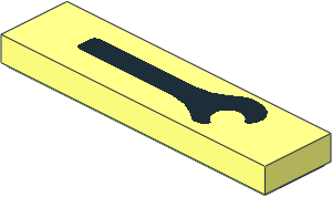 Tile  1 x  4 with Black Wrench Pattern