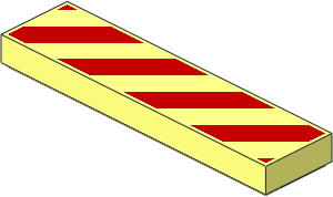 Tile  1 x  4 with Red Danger Stripes Pattern