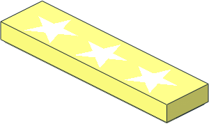 Tile  1 x  4 with 3 White Stars Pattern