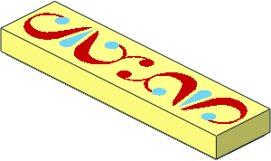 Tile  1 x  4 with Red and Medium Azure Ornament Pattern