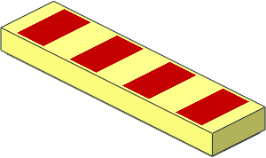 Tile  1 x  4 with 4 Red Stripes Pattern