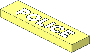 Tile  1 x  4 with White "POLICE" with Black Outline Pattern