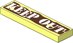 Tile  1 x  4 with "Keep Out" Sign Pattern