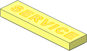 Tile  1 x  4 with Yellow and Light Yellow "SERVICE" Pattern