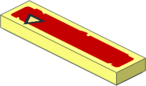 Tile  1 x  4 with Black and Light Yellow Triangle on Red Rectangle Pattern