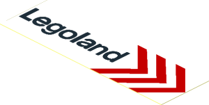 Sticker  1.2 x  4.0 with "Legoland" and Chevrons Right