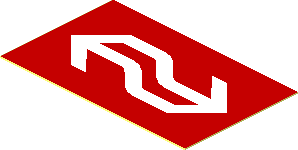 Sticker  0.9 x  1.5 with White Netherlands Railways Logo on Red Background