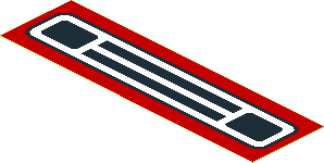 Sticker  1.1 x  3.9 with Black Town Car Grille on Red Background